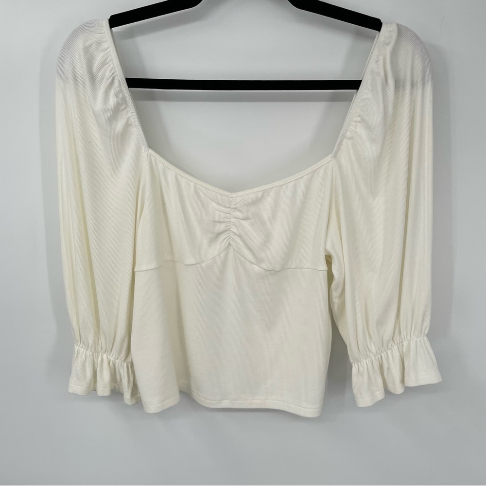 Pink Lily Cream Ribbed Knit Crop Top - Picture 2 of 10
